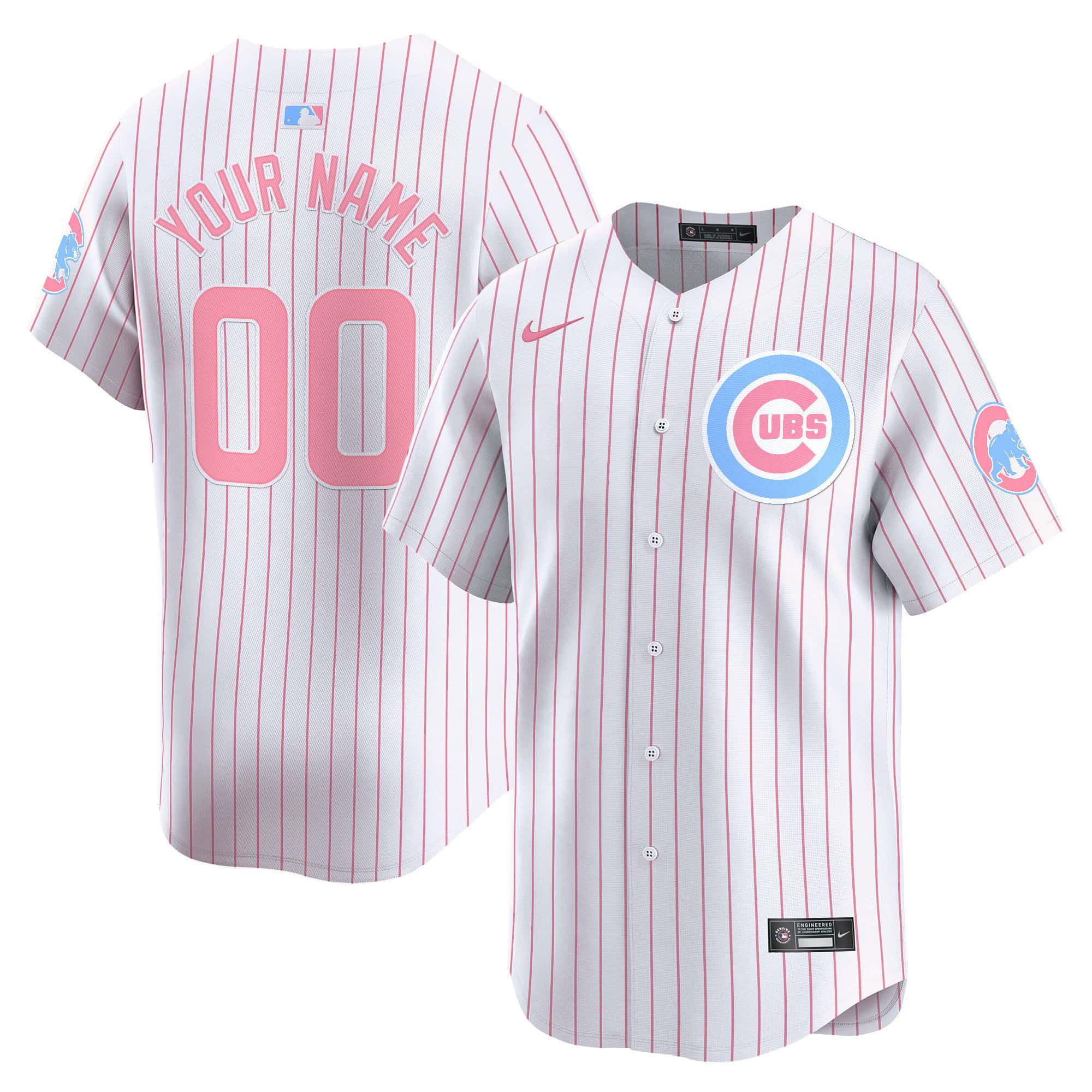 Men Chicago Cubs Bubblegum White Stripe 2024 Nike Vapor Premier Limited Custom MLB Jersey->customized mlb jersey->Custom Jersey